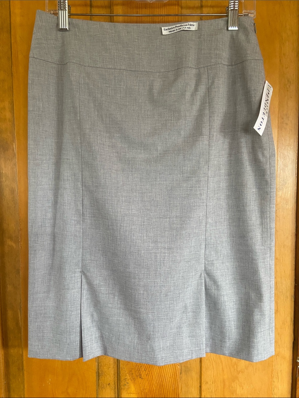 Pendleton Light Gray Pencil Skirt with Front Vents